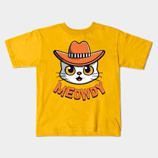 Meowdy! Cute Cowboy Cat Cartoon Kids T-Shirt